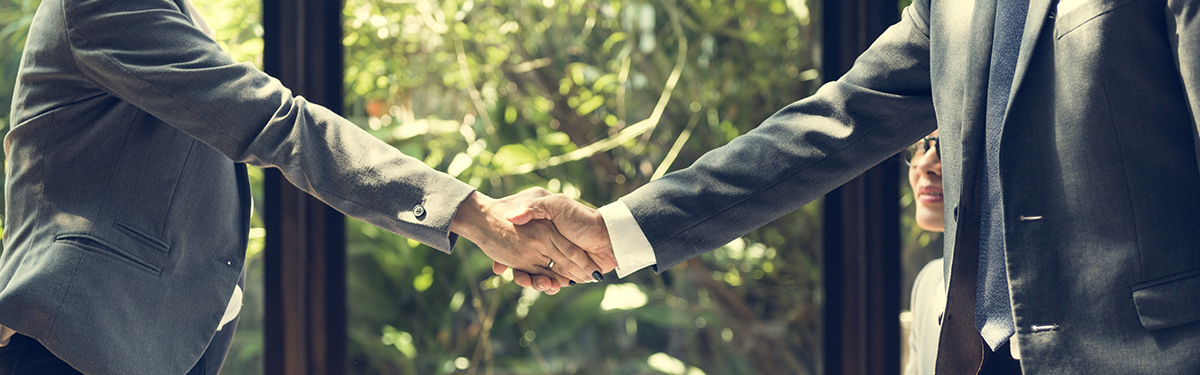 business man and woman shaking hands